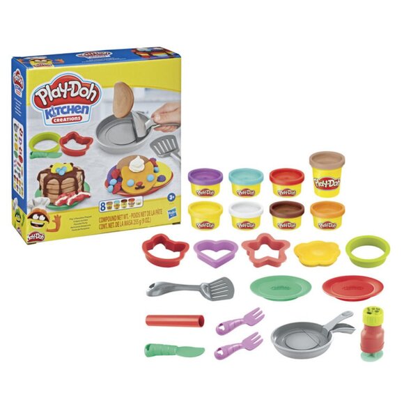 New Play-Doh Kitchen Creations Flip 'n Pancakes Playset 14-Piece Breakfast Toy - Picture 1 of 14